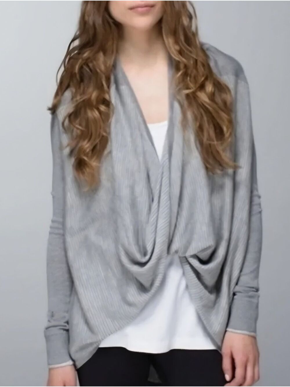 Lululemon Gratitude Wrap Twist Front Cardigan Heathered Grey Size 6